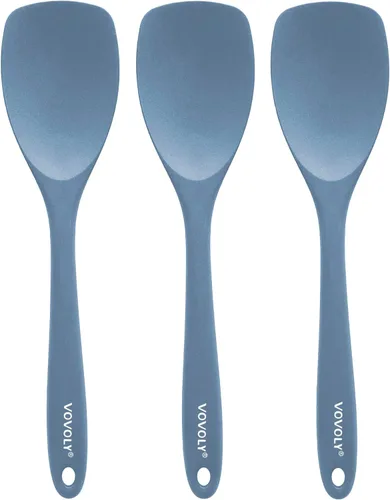 VOVOLY - Juego de cucharas de silicona mejoradas, cucharas de goma resistentes al calor, raspadores flexibles antiadherentes sin costuras para Azul