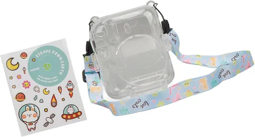 Miniatura 2 de ciciglow Funda protectora transparente para Mini 12, funda protectora de cámara rígida transparente para cámara instantánea con correa de hombro Azul