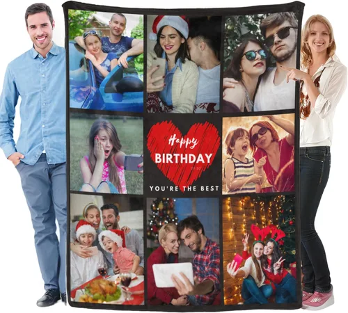 Miniatura 8 de Manta de franela personalizada con fotos, envío de texto al día siguiente, regalos personalizados perfectos para madre, padre, esposa, hombres, 3