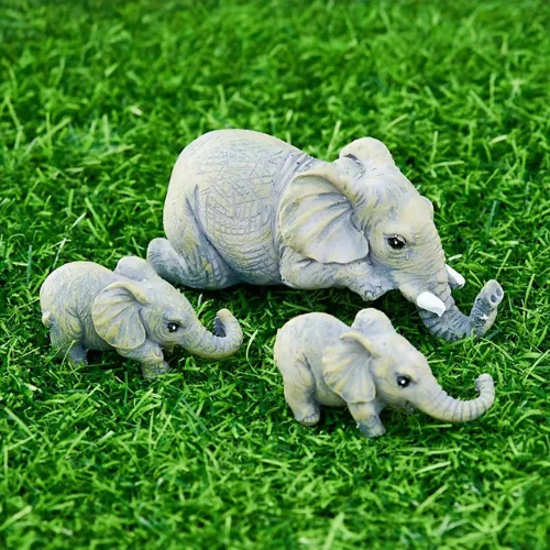 Miniatura 5 de Juego de 3 piezas de estatua de decoración de elefante, madre y dos bebés colgantes, adornos para sala de estar, dormitorio, decoración del hogar