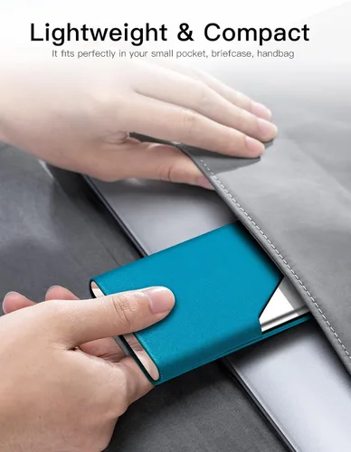 Miniatura 6 de Padike Tarjetero, Estuche Tarjetero de Cuero Mejorado de Bolsillo para Hombres o Mujeres, Soporte Delgado de Metal para Tarjetas de Nombre con Y-TQ