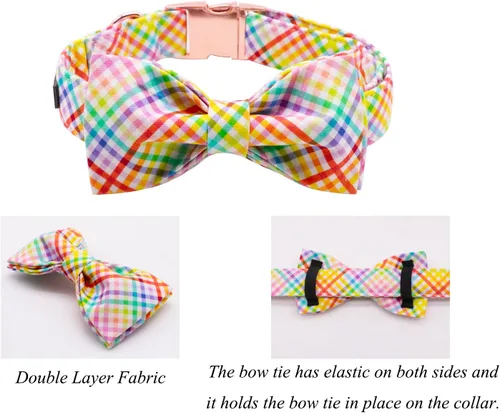 Miniatura 3 de Lionet Paws Collar de Pascua para perro con corbatín, colorido y lindo collar de algodón con hebilla de metal para perros medianos, hembras, M
