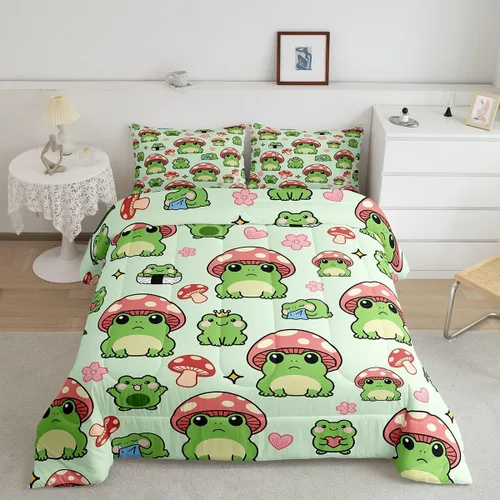 Miniatura 37 de Castle Fairy Juego de edredón con diseño de gato lindo para niños, tamaño twin, juego de ropa de cama con hojas de flores, luna, noche y cielo