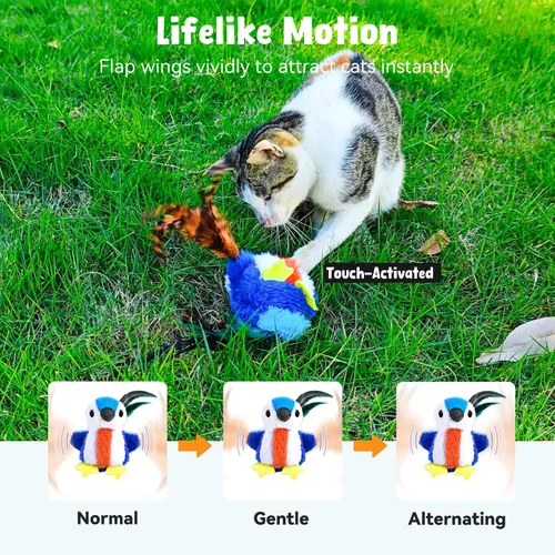 Miniatura 7 de Juguetes para gatos que aletean pájaro, juguetes de hierba gatera para gatos de interior, juguete automático interactivo para gatitos, juguete
