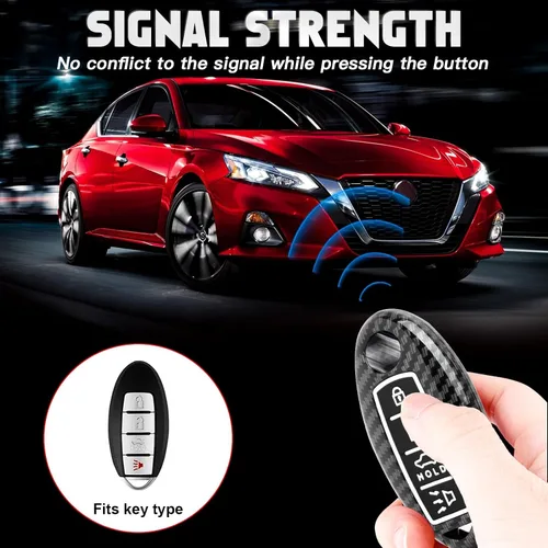Miniatura 4 de x xotic tech Funda para llavero inteligente con patrón de fibra de carbono con llavero compatible con Infiniti EX FX X G JX M Q X Nissan Altima