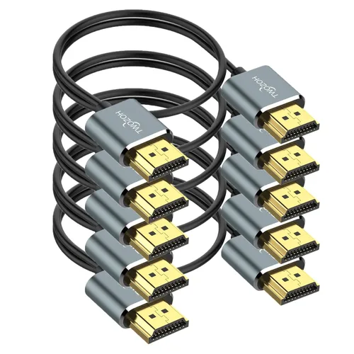 Twozoh - Cable HDMI 4K delgado 1 pie, paquete de 5, cable HDMI a HDMI 2.0 ultra delgado y flexible, compatible con 4K/60HZ 18 Gbps, portátil,