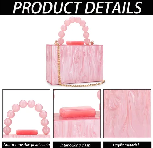 Miniatura 2 de Bolso de mano de acrílico para mujer, con estampado de leopardo, bolso de noche con cadena, bolso formal para fiesta, novia, boda, bolso de mano