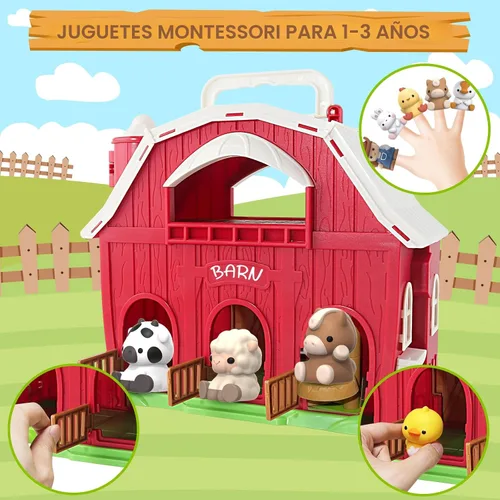 Miniatura 5 de Juguete de granero grande de animales de granja para niños de 1, 2 y 3 años, juguetes Montessori educativos para niños pequeños, juego de simulación