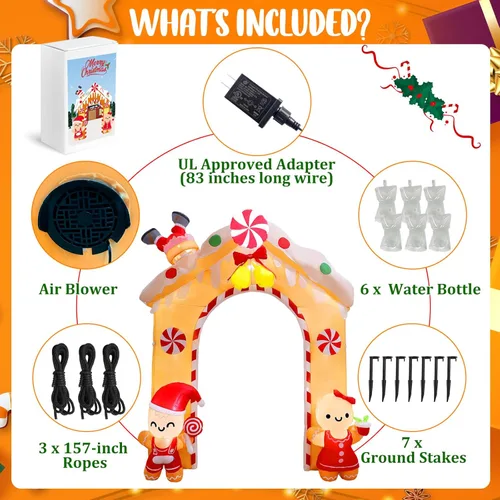 Miniatura 3 de Arco Inflable de Navidad de 10 Pies Hombre de Jengibre - Inflables de Navidad Decoraciones para Exteriores, Decoraciones Inflables de Patio