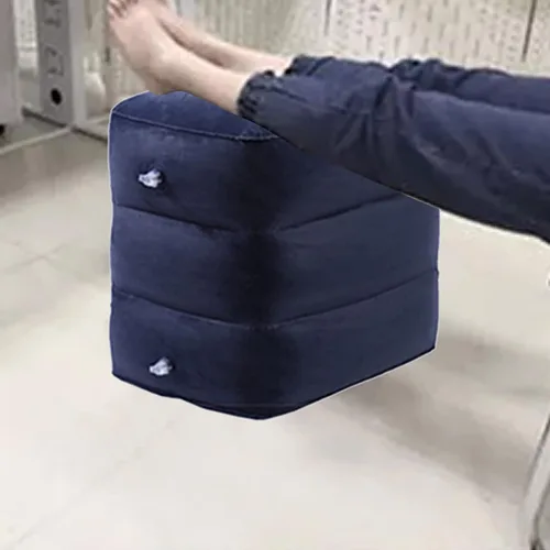 Miniatura 4 de Reposapiés inflable para viajes aéreos, almohada de viaje de altura ajustable para niños y adultos con 3 capas para avión, automóvil, autobús