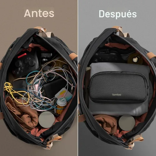 Miniatura 5 de tomtoc Organizador de Electrónicos Estuche de Viaje, Bolsa de Viaje Resistente al Agua Organizador de Cables para Artículos Esenciales, Bolsa Negro