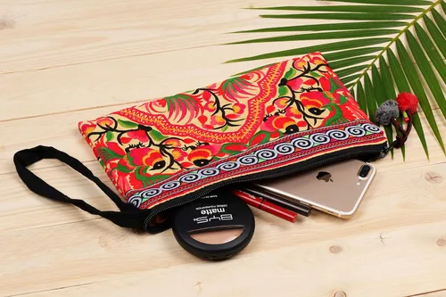 Miniatura 4 de changnoi Bolsa de mano hecha a mano, bolsa de cosméticos bordada Hmong Tribes
