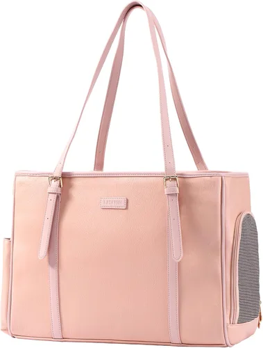 Miniatura 10 de Lasaviin - Bolso para Perros de Moda, Transportador de Mascotas de Cuero para Perros Pequeños, Gatos y Cachorros, Bolso de Mano Portátil Aprobado