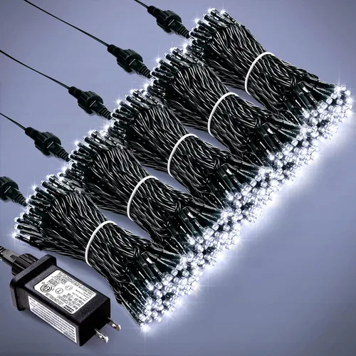 Miniatura 26 de JMEXSUSS Guirnalda de luces de Navidad de 200 LED azules y blancas, 66 pies, de exterior, expansible, para árbol, fiesta o decoración de hogar