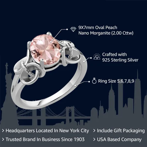 Miniatura 20 de Gem Stone King Anillo de compromiso ovalado con piedra natal para mujer, plata de ley 925, ovalado de 0.354 x 0.276 in, anillo de compromiso