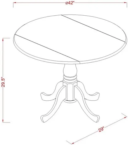 Miniatura 14 de East West Furniture DLGA3-AWA-03 - Juego de mesa de comedor de 3 piezas que contiene una mesa de cocina redonda con gotas y 2 sillas Parson, 42 x 42