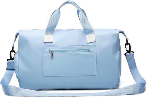 Miniatura 4 de Arouselove Bolsas de lona deportivas para mujeres y hombres, bolsa de gimnasio portátil con bolsillo húmedo y compartimento separado para zapatos