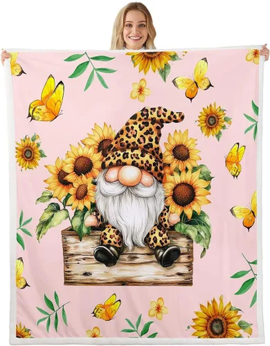 Miniatura 11 de Erosebridal Cartoon Gnomes Fleece Blanket,Dwarf Throw Blanket 40x50 Inch for Bedroom Living Rooms Sofa Couch,Colorful Stars Sherpa