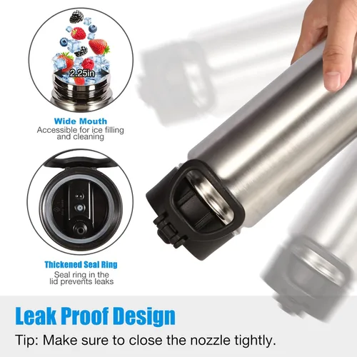 Miniatura 4 de Volhoply Botellas de agua aisladas con popote a granel, paquete de 8, botella deportiva de acero inoxidable de 22 onzas con tapa con asa, tazas