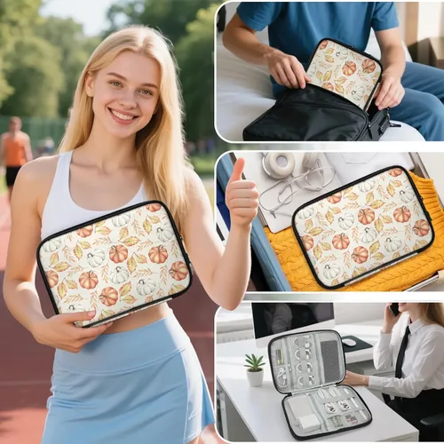 Miniatura 7 de Estuche organizador de viaje de calabaza de arce, bolsa de almacenamiento de cables para cables, cargador, teléfono, disco duro