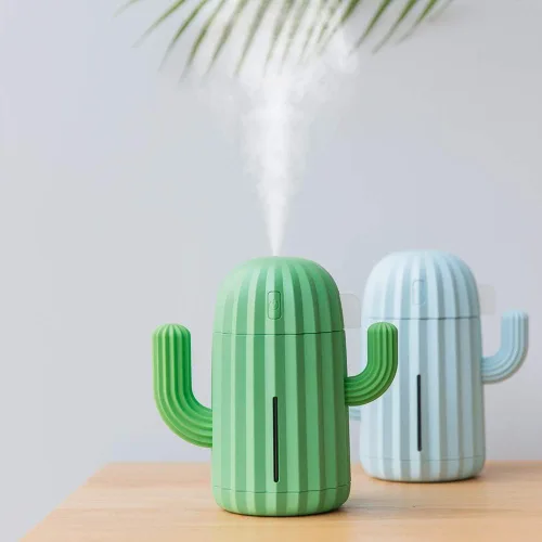 Miniatura 3 de Mini humidificador, Humidificadores de habitación, individual con luz nocturna, Humidificador de aire de cactus portátil para yoga, oficina, spa