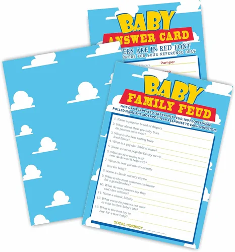 Miniatura 8 de Tarjetas de predicción y consejos para baby shower, tema de cielo y nubes, tarjetas de juego de doble cara de 5 x 7 pulgadas para regalos de fiesta