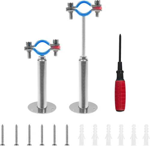 Miniatura 17 de 2 unidades de soportes de tubo para montaje en pared y en techo, de acero inoxidable 304, adecuados para tubos con diámetro exterior de 1-1/2