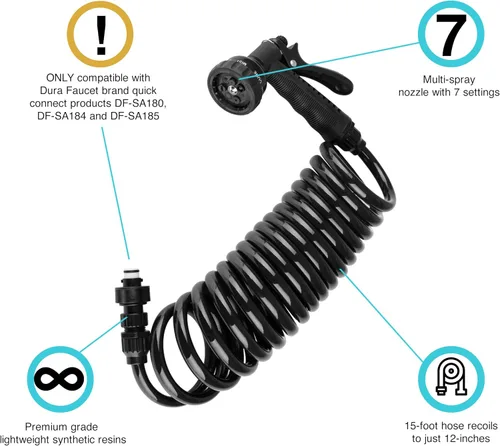 Miniatura 4 de Juego de spray y manguera exterior de conexión rápida RV, Negro