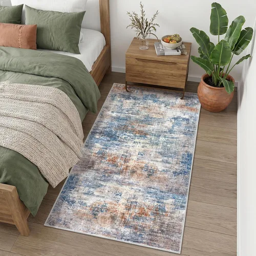 Miniatura 846 de IOHOUZE Alfombra abstracta lavable de 3 x 12 pies para pasillos, antideslizante para cocina, camino de entrada de lana sintética para interiores