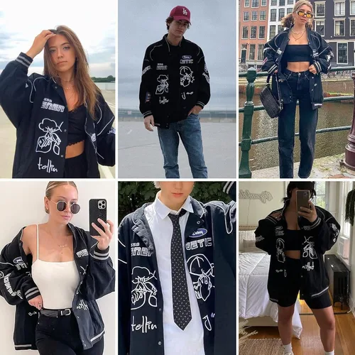 Miniatura 3 de Aelfric Eden Chaquetas de béisbol para hombre, estilo retro, casual, unisex, ropa de calle