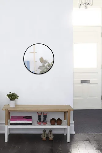 Miniatura 7 de Umbra Hub - Espejo de pared redondo con marco de goma, estilo moderno para baño, entrada, sala de estar y más, 24 pulgadas, color negro