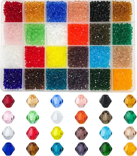 4800 cuentas de cristal de bicono de 0.118 pulgadas (0.118 in), pequeñas cuentas de vidrio facetadas a granel para hacer joyas, manualidades,