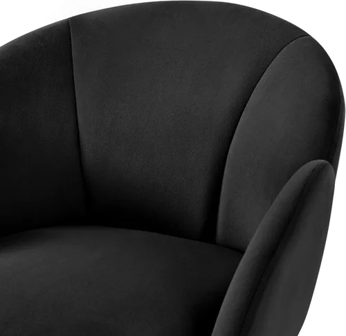 Miniatura 8 de Topeakmart Silla decorativa moderna, estilo floral, de terciopelo, con patas mentales doradas, para sala de estar, dormitorio, oficina en casa, Negro