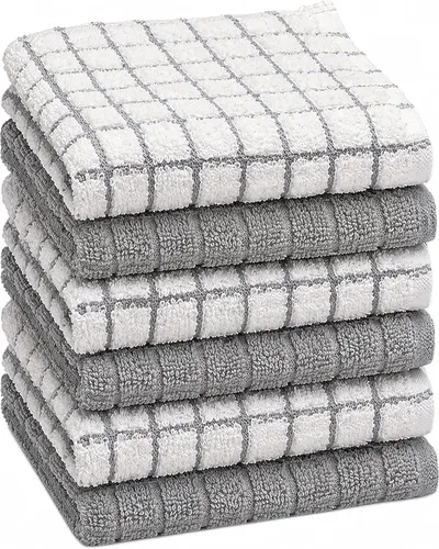 Miniatura 19 de Bumble - Paños de cocina (8 unidades) 12 x 12 pulgadas Toallas de cocina 100% algodón 405 GSM Toallas de cocina suaves, altamente Gris