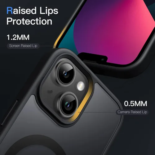 Miniatura 6 de JETech Funda magnética para iPhone 13 de 6.1 pulgadas, compatible con MagSafe, translúcida mate, delgada, a prueba de golpes, color negro