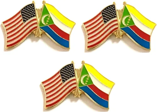Miniatura 43 de 3 Pines de solapa con banderas de Estados Unidos y países internacionales, paquete de 3 pines dobles con diseño de banderas de Estados Unidos