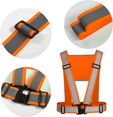 Miniatura 2 de Chaleco de seguridad personalizado, correas reflectantes de alta visibilidad, unisex, ligero, ajustable, para correr, construcción