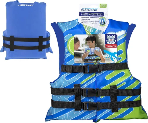 Miniatura 4 de Aqua Oceans 7 Life Jacket for Kids - US Coast Guard Approved Life Vest for Infant, Child & Youth Boys and Girls, Open-Side PFD for Boating, Swimming