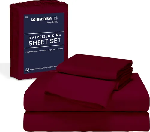 Miniatura 12 de SGI Bedding 108" x 108" Juego de sábanas de 4 piezas de tamaño Alaskan King de 1000 hilos 100% de algodón egipcio - Sábanas de bolsillo profundo