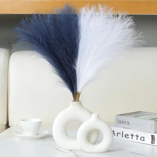 Miniatura 22 de Ureymx Hierba de Pampas Artificial Decorativa 17.7 Pulgadas 30pcs, Arreglo Floral de Hierba de Pampas y Relleno de Jarrón Hierba de Pampas Azul