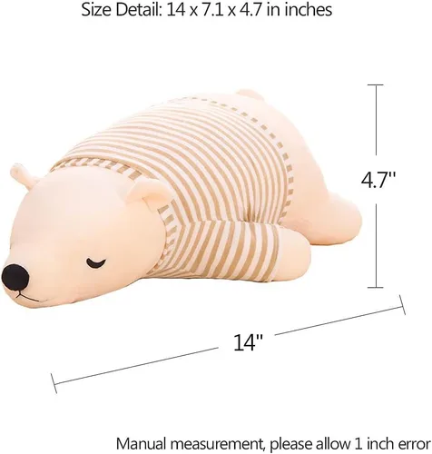 Miniatura 2 de MMTTAO Oso Polar Relleno Juguete de Peluche de 14 Pulgadas Pequeño Oso Blanco Durmiente Peluches Suaves Lindas Muñecas de Colección Almohada Cojín