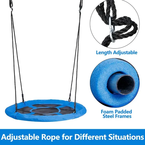 Miniatura 4 de SUPER DEAL Columpio de Árbol de 40 Pulgadas, Columpio Platillo Volador para Niños al Aire Libre, Capacidad de Peso de 800 Libras, Tela Textilene