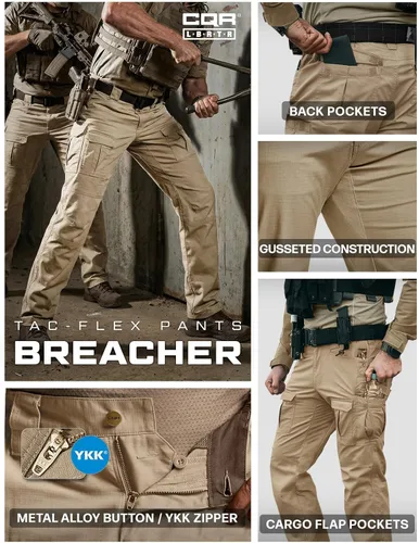 Miniatura 8 de CQR Pantalones tácticos Flex Ripstop para hombre, pantalones cargo elásticos resistentes al agua, pantalones de trabajo ligeros EDC para senderismo