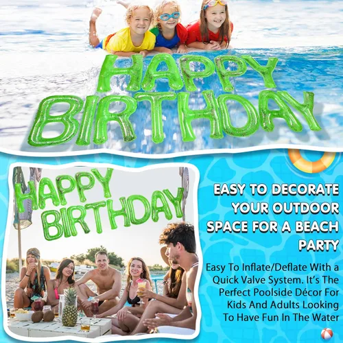 Miniatura 5 de Shappy Globos flotantes grandes de letras flotantes de 20 pulgadas con puntos adhesivos, decoraciones inflables de piscina para fiesta de cumpleaños