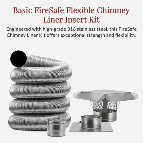 Miniatura 2 de Fireside Chimney Supply FireFlex 316Ti kit de accesorio interior de conducto de chimenea flexible
