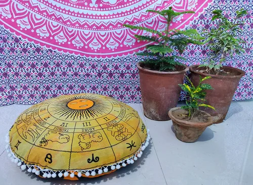 Miniatura 29 de CRAFT KALA Funda de cojín con diseño de mandala, funda de cojín para asiento, hippie, decorativo, bohemio, otomano, de algodón, indio, para sala