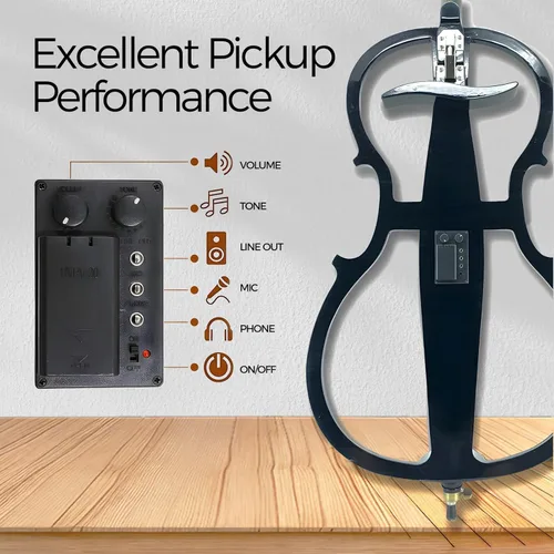 Miniatura 4 de Violonchelo eléctrico 4/4 de tamaño completo con bolsa ligera para violonchelo, auriculares, arco, puente, colofonia, violonchelo para adultos