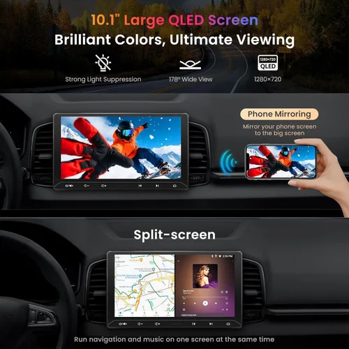 Miniatura 4 de ATOTO A5L 10 pulgadas Android doble DIN estéreo y cámara de respaldo, CarPlay inalámbrico y Android Auto, conexión Wi-Fi/USB, pantalla táctil QLED