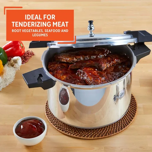Miniatura 8 de IMUSA USA A417-80808 Olla a presión de 22 qt Jumbo para estufa con regulador y asas laterales, plateado