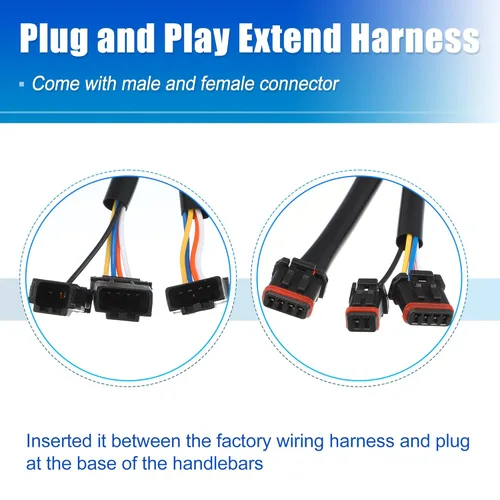 Miniatura 5 de X AUTOHAUX Arnés de extensión de cable de circuito de bus CAN de 12 pulgadas para manillar para Harley Davidson Softail Dynas Electra Glide Road